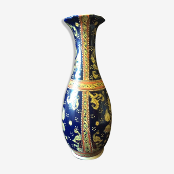 China large ovoid vase ovoid collar flared porcelain with enamel floral decoration XXth H41cm