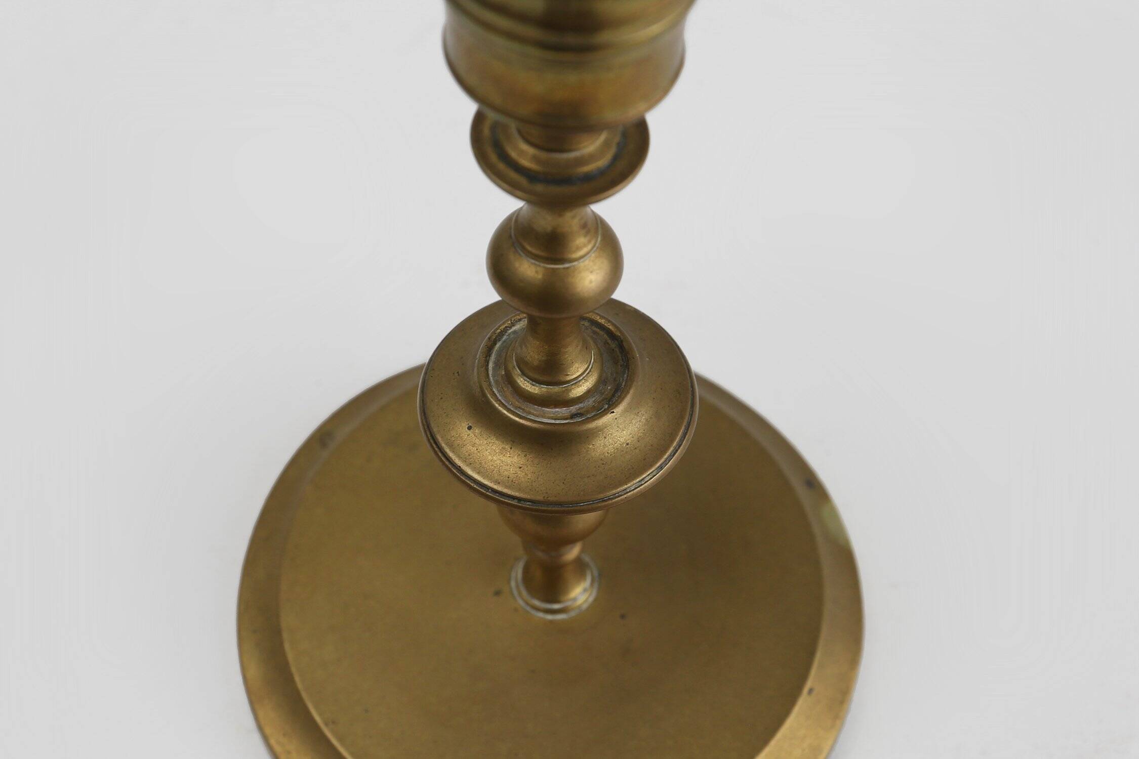 Antique Flemish Copper Disc Candlestick, 15th Century