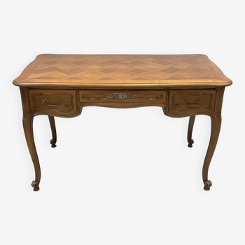 Louis XV style desk, natural wood and inlaid top