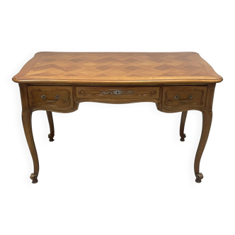 Louis XV style desk, natural wood and inlaid top