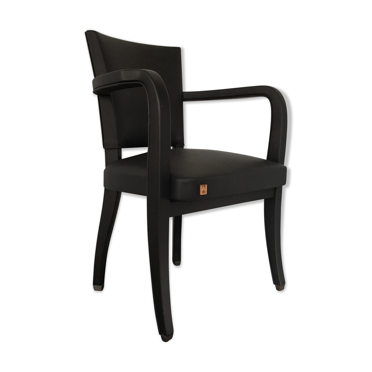 Leather-wrapped black bridge chair