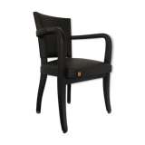 Leather-wrapped black bridge chair