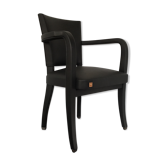 Leather-wrapped black bridge chair