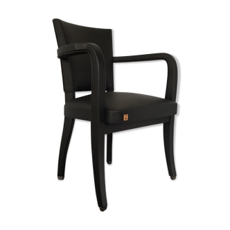 Leather-wrapped black bridge chair