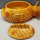 Old tureen yellow fish earthenware Sarreguemines France Slip