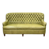 3-seater Chesterfield sofa in olive green leather