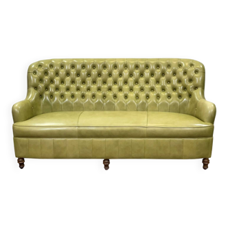 3-seater Chesterfield sofa in olive green leather
