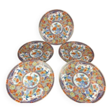 Set of 5 large Taous porcelain plates, Morocco, vintage