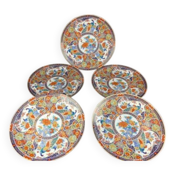 Set of 5 large Taous porcelain plates, Morocco, vintage