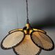 Lampe suspendue en macramé avec ventilateur uchiwa en fibre de rotin, années 1970.