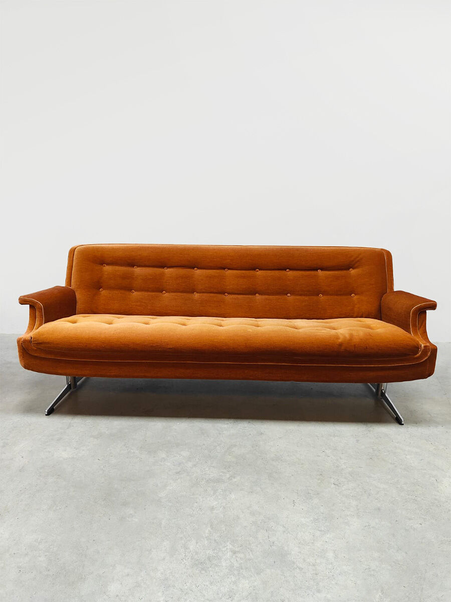 Midcentury lounge set swivel armchairs & sofa 'Madmen style'