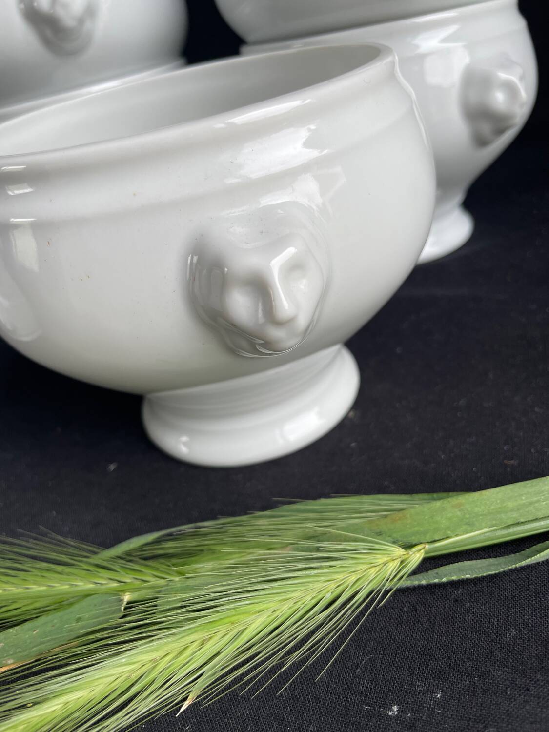 6 porcelain lion head soup bowls