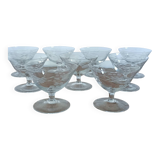 9 hand-cut art deco champagne glasses