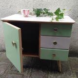 Almond/pink bedside