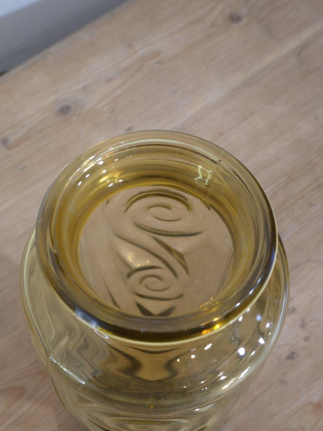 Large Art Deco yellow glass vase