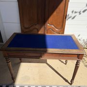 Bureau ancien style Louis XVI - plateau en feutrine bleue