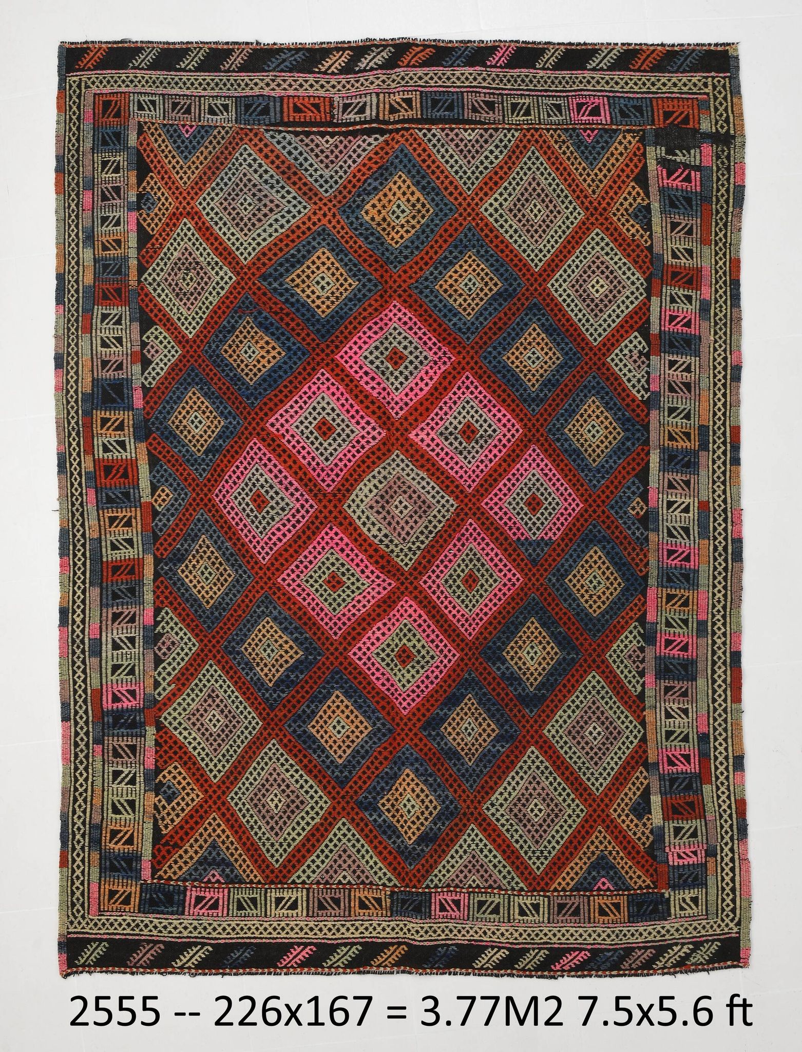 5x7 Pink & Blue Handmade Kilim Rug, 167x226Cm