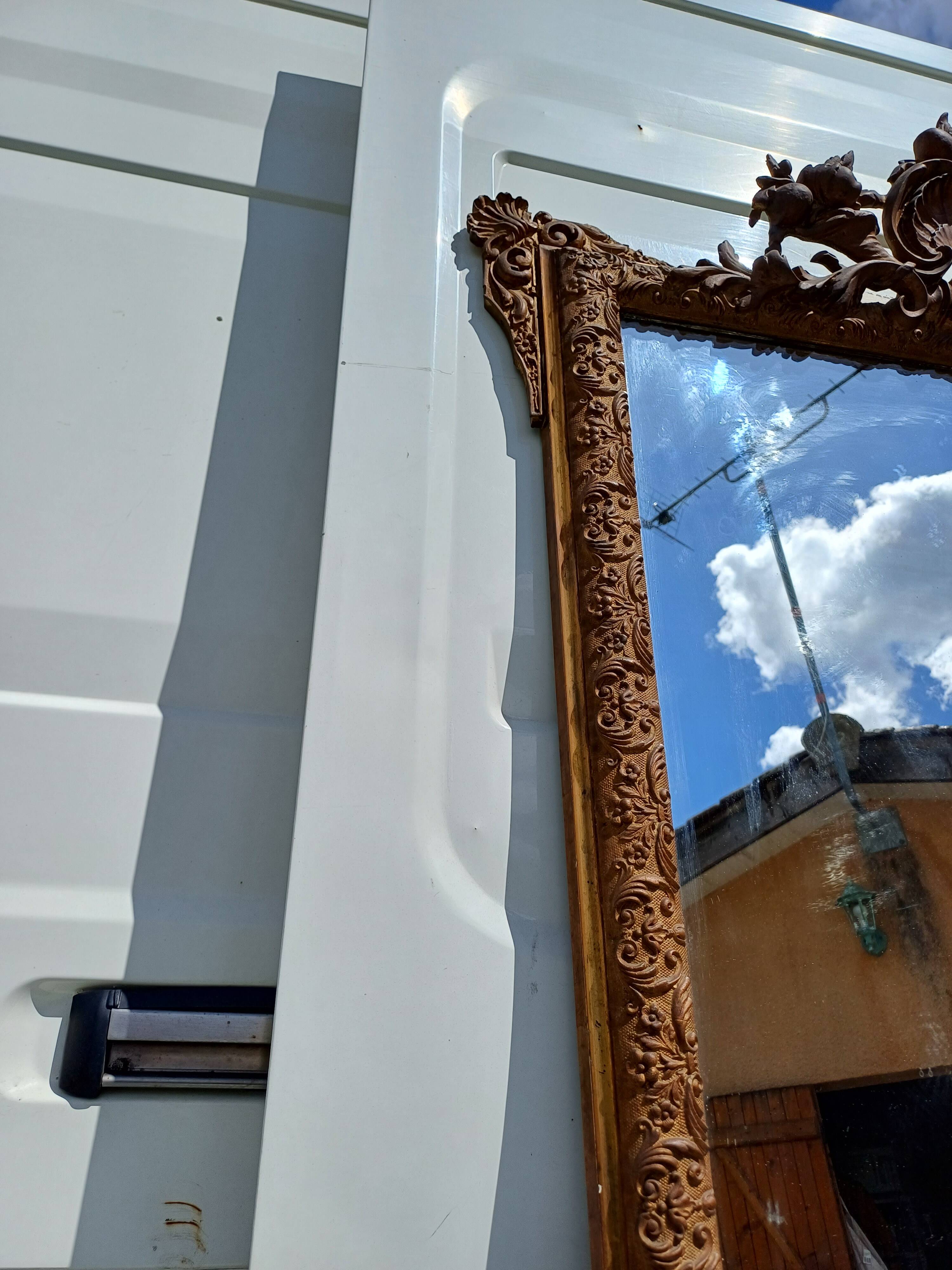 Miroir de Cheminée 19 éme en Bois et Stuk Doré