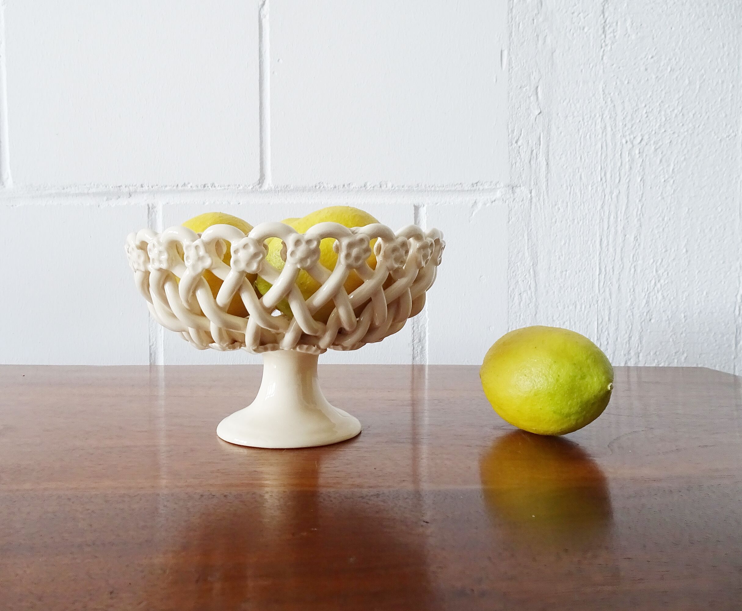 Christophe Pichon Uzes ceramic bowl, Pichon fruit bowl in a woven flower pattern