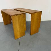 Magnifique banc d'entrée minimaliste en bois, de belle facture, années 1970