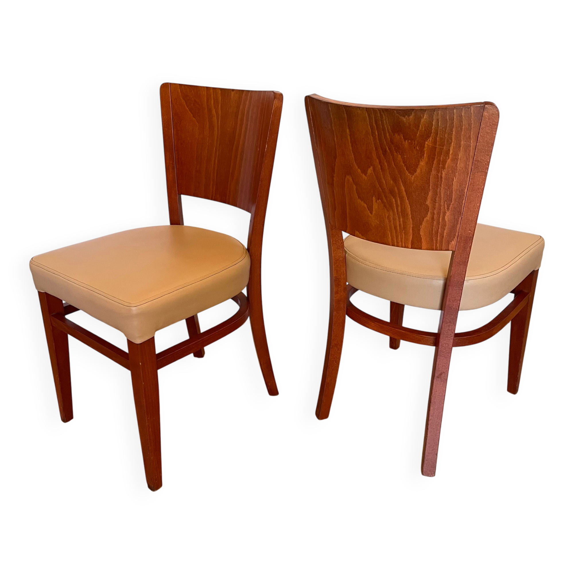 Set of 6 authentic Stella bistro chairs - Beech & Skai model