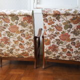 Four 1950s armchairs - wooden armrests