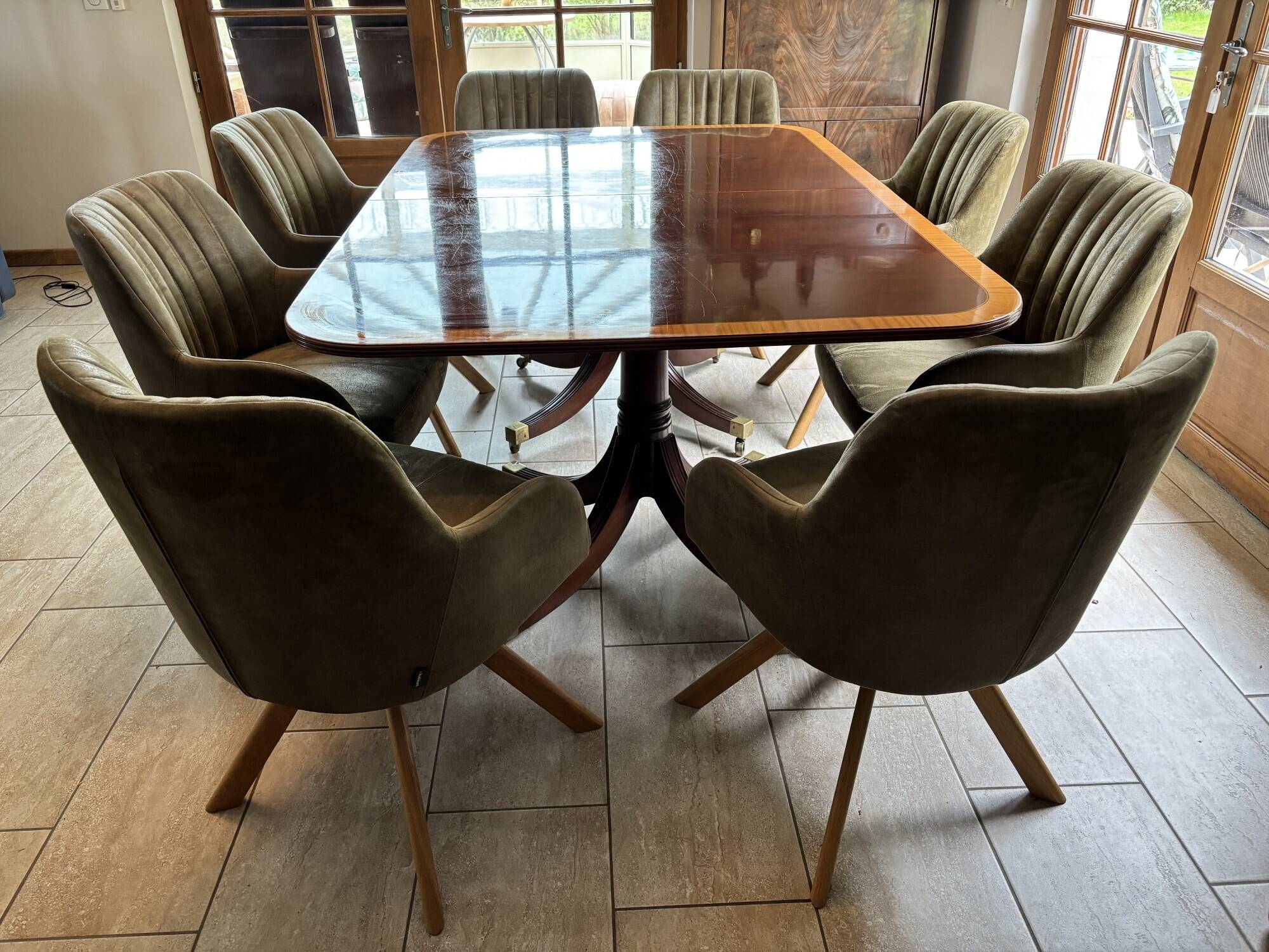 A Vintage Regency Revival very large family dining table 14 person