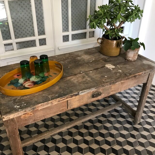 Old wooden farm table