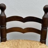 Pair of old low chairs in wood and straw