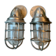 Pair of industrial marine wall lamps