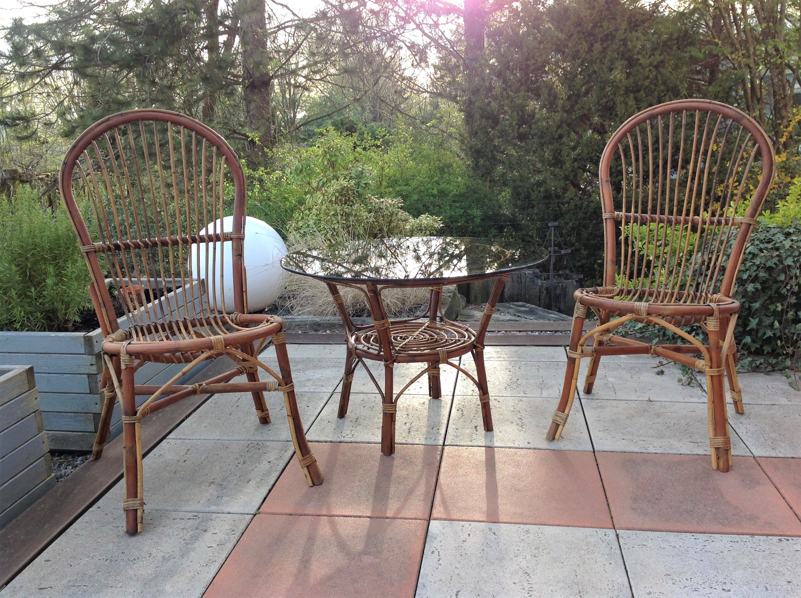 Rattan garden furniture / vintage 60s-70s