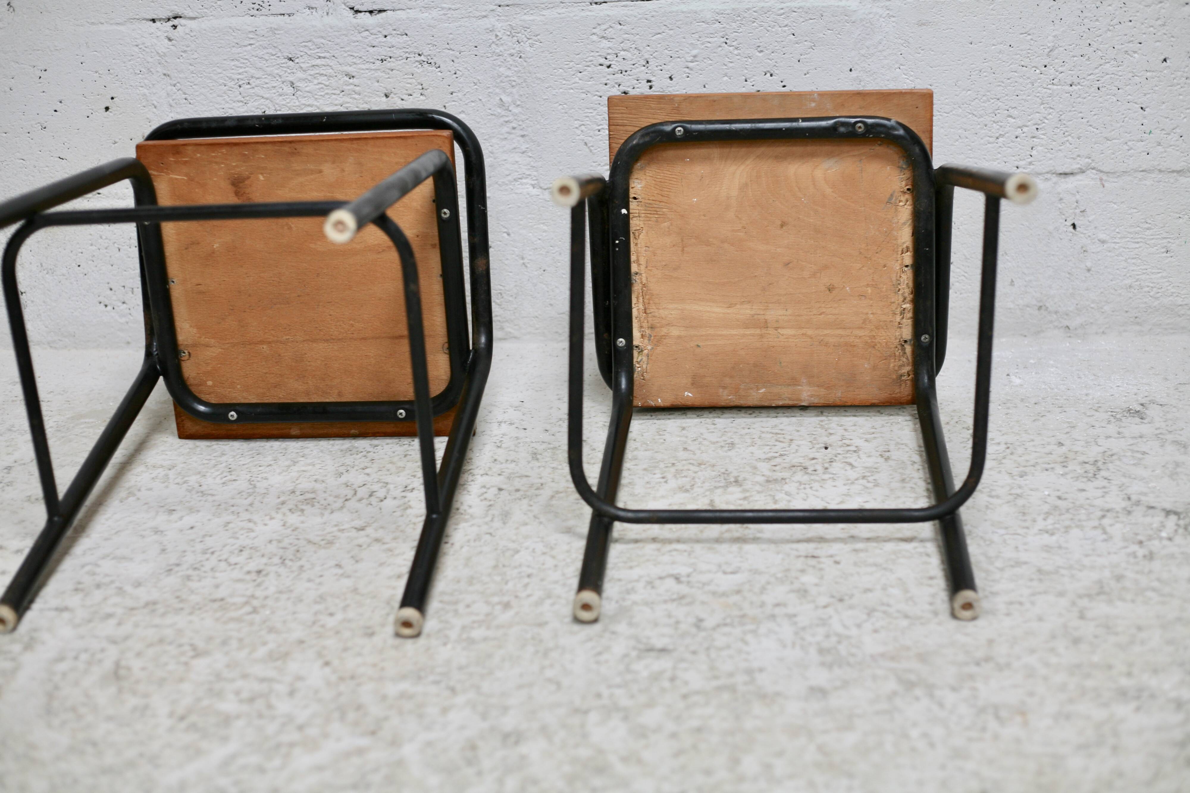 Pair of modernist stools, France, 1960s
