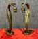 Pair of cobra lamps in gilded bronze