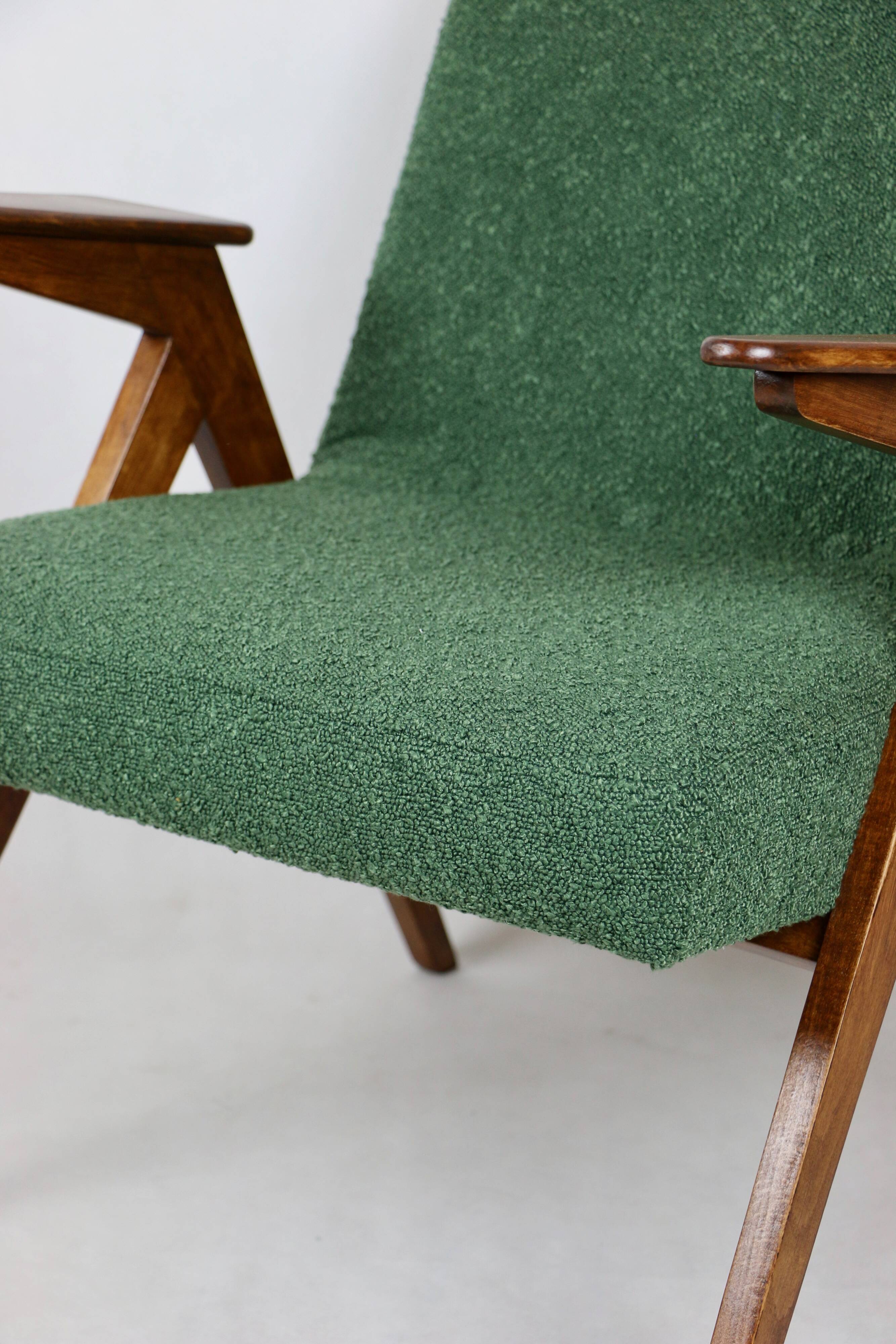 Green Boucle Bunny Armchair by Józef Chierowski, 1970s