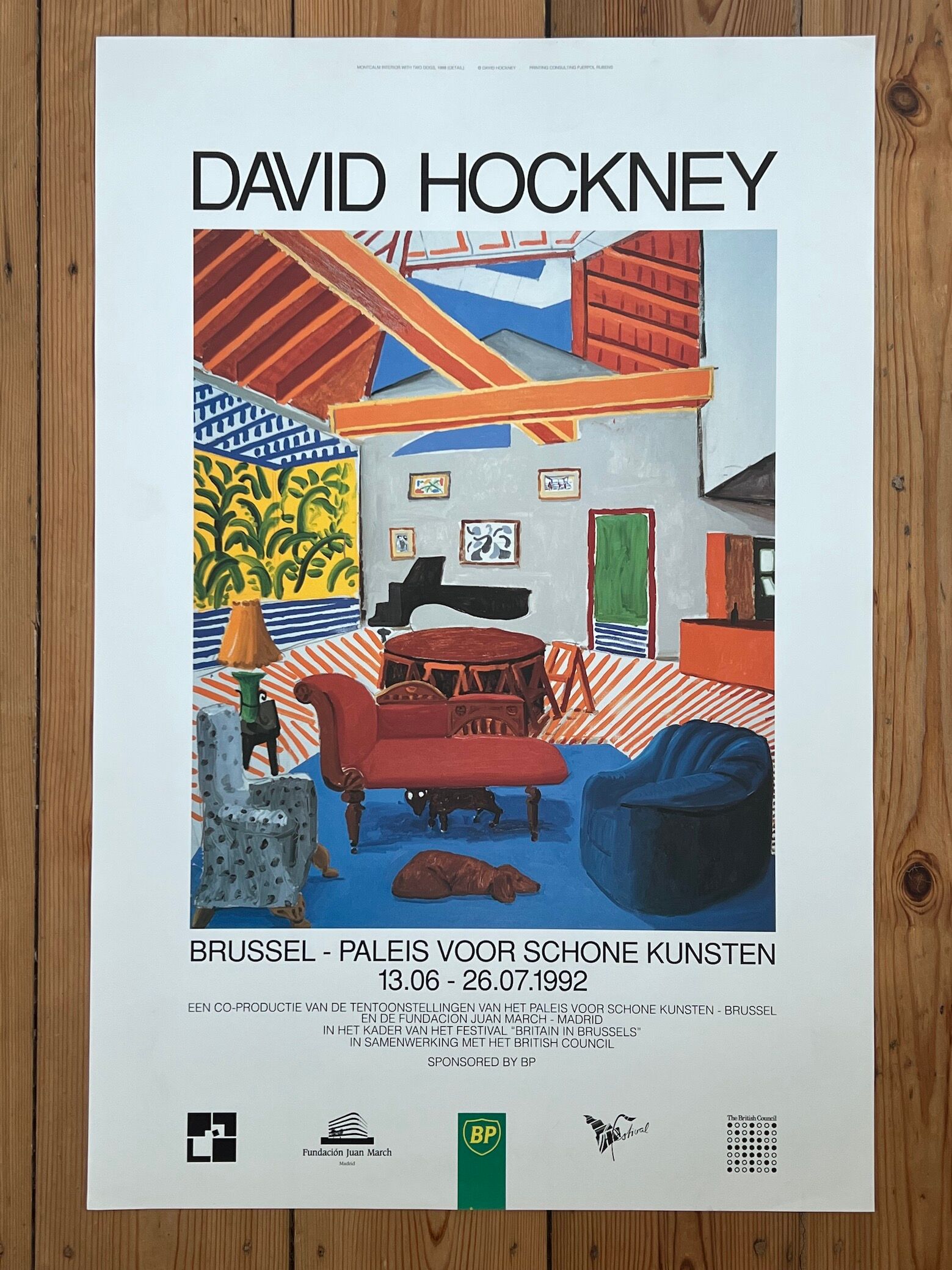 David HOCKNEY (1937) Original Vintage Poster Palais des Beaux Arts, Brussels, 1992
