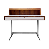 Bureau des années 70 en bois de rose et chrome