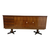 Scandinavian enfilade in veneered wood with iron legs, 20th century.