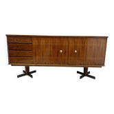 Scandinavian enfilade in veneered wood with iron legs, 20th century.