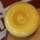 Mid-century vintage lamp — amber glass globe, 1960s