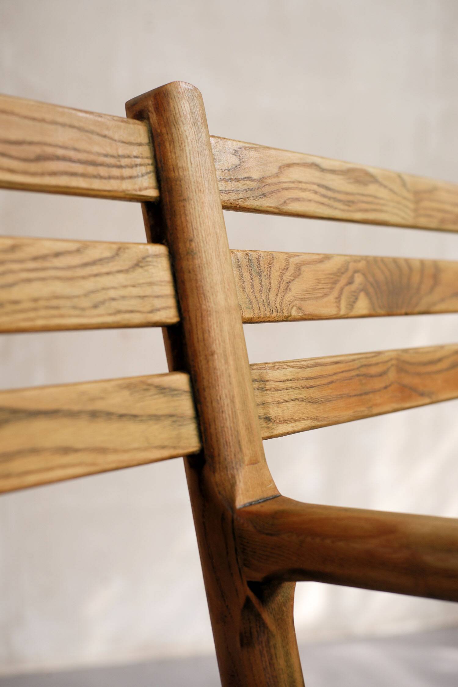 Set of 4 chairs and a bench, France 1960