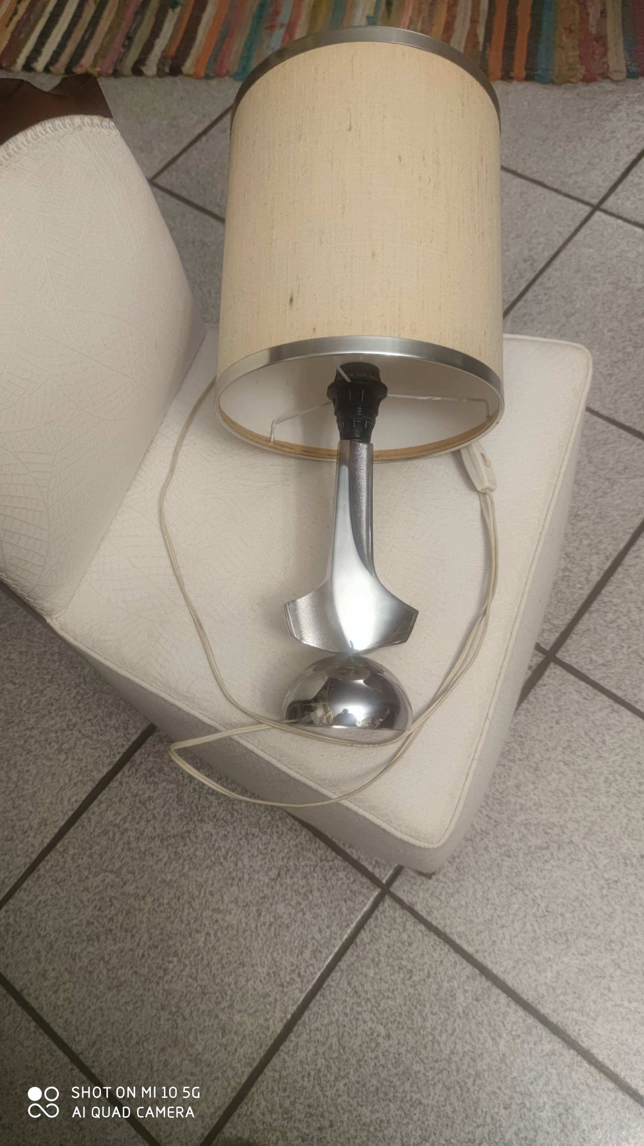 Chrome-plated metal lamp circa 1970