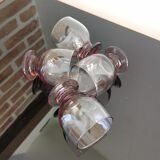 4 Art Deco red wine glasses in purple glass from the 70s