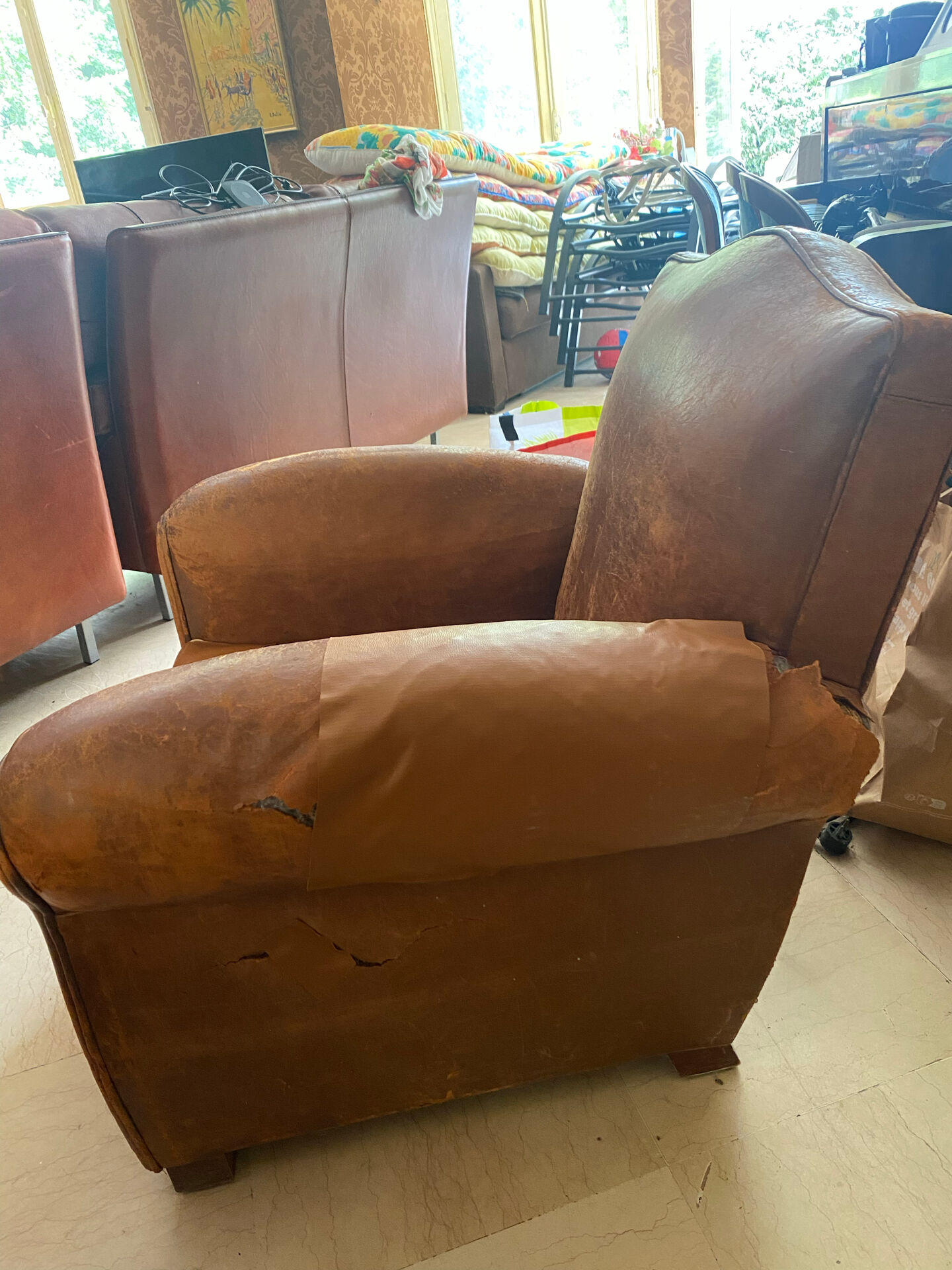 2 vintage club armchairs