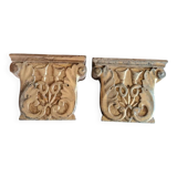 Antique pair of carved and gilded wooden friezes