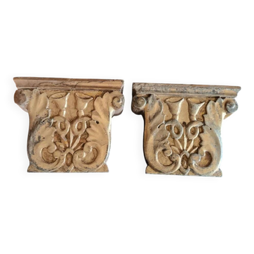 Antique pair of carved and gilded wooden friezes