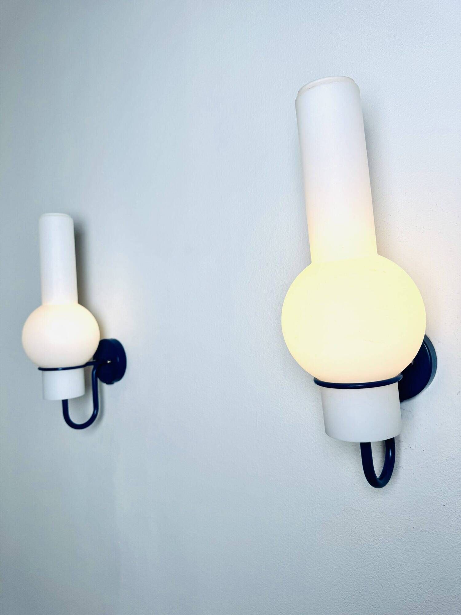 Model C1666 Quinquet Wall Lamps In Opal Glass By Raak Amsterdam, The Netherlands 1960S