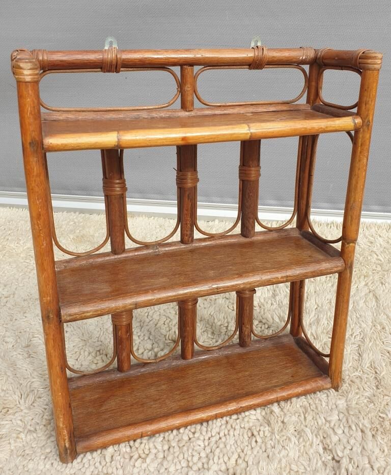 Rattan wall shelf 3 shelves