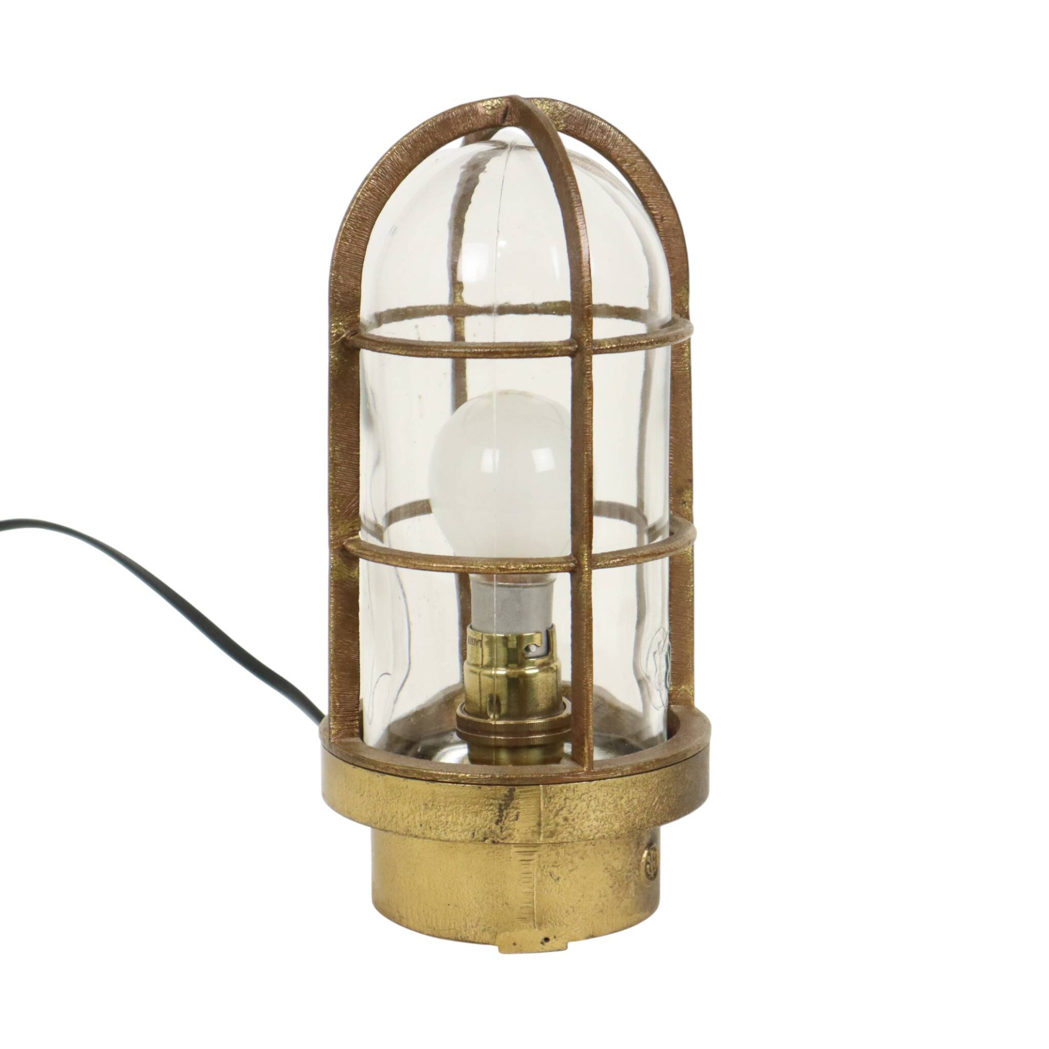 Old Industrial Brass Ship's Lamp Cage Lamp Rotterdam