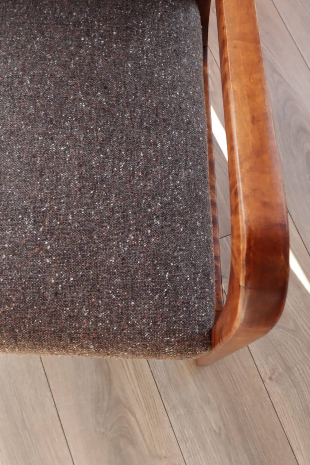 Mid Century Armchair Cacao Tweed Upholstery, 1960, Poland