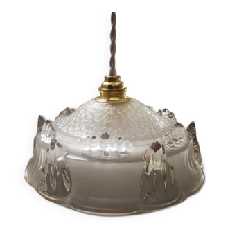 Suspension ancienne coupelle opalescente esprit baladeuse art déco 1930 ø 20.5 cm